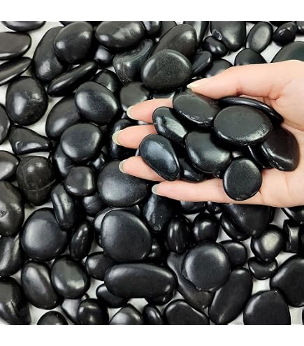 Amazon | 彩光石 那智黒風 黒玉砂利 10kg(小分け) 15分 | 砂利
